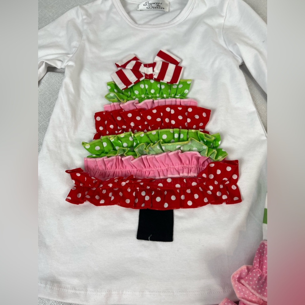 Little Girls Size Large Holiday Pink Ruffle 2 piece Sawyer &Sister Boutique - Picture 2 of 10